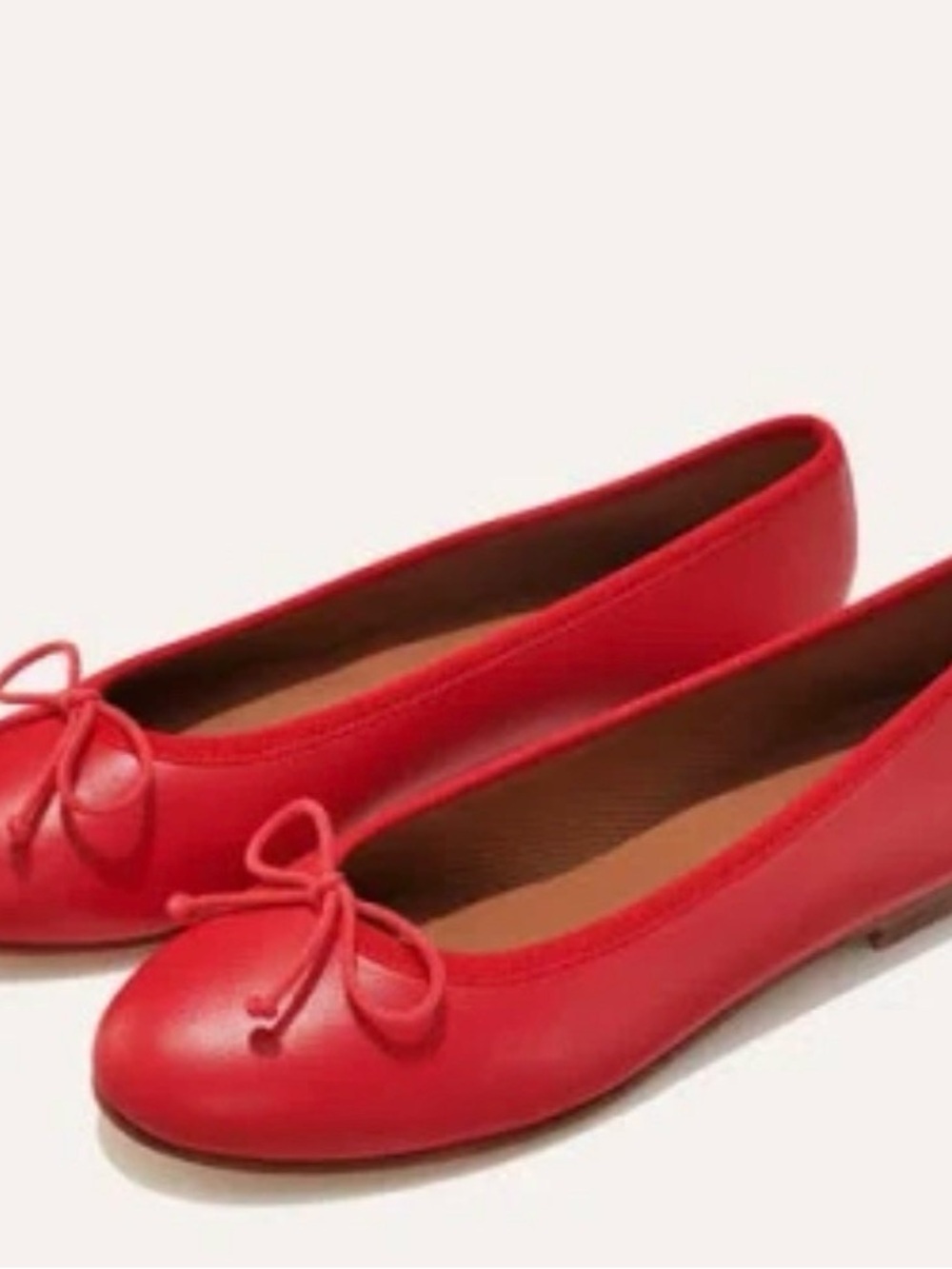 Margaux Red Leather Ballet Flats with Bow